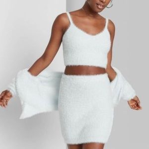 Wild Fable Fuzzy Blue Tank Top & Mini Skirt Set